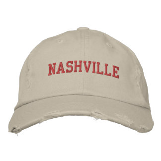 Boné Estilo de Vintagem do Bordado Vermelho NASHVILLE