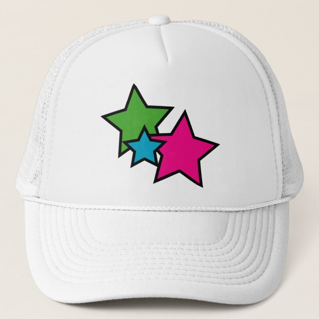 Boné Estrelas Neon Retro Gráfico de Arte Pop (Frente)