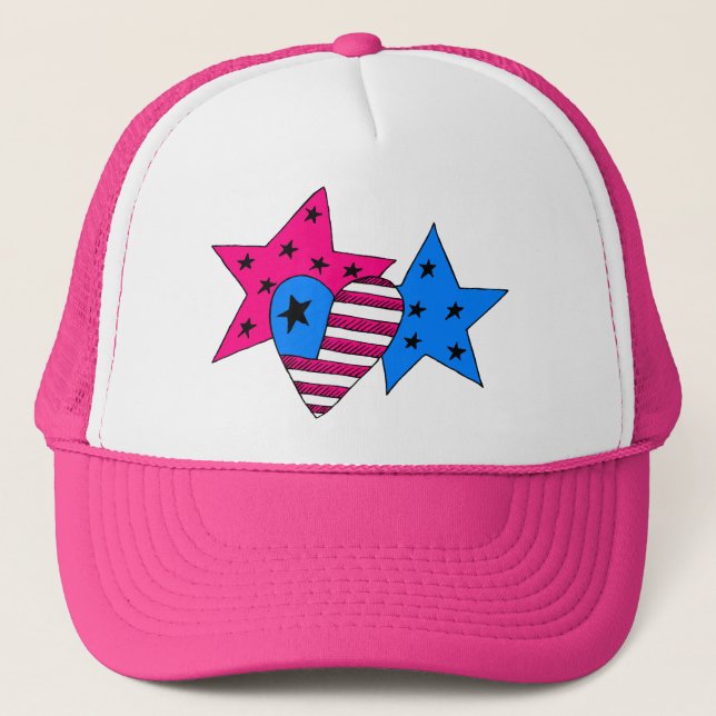 Boné Estrelas Patrióticas e Chapéu do Coração (Frente)