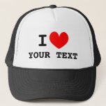 Boné Eu adoro chapéu de caminhoneiro<br><div class="desc">Eu adoro chapéu de caminhoneiro. Faça seu próprio boné divertido. Exemplos: coração burritos,  vinho de coração,  coração,  etc. Personalize esta modelo com seu próprio texto engraçado.</div>