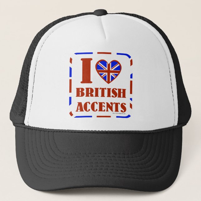 Boné Eu adoro os sotaques britânicos (Frente)