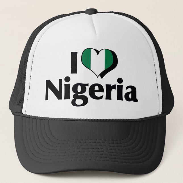 Boné Eu Amo a Bandeira da Nigéria (Frente)