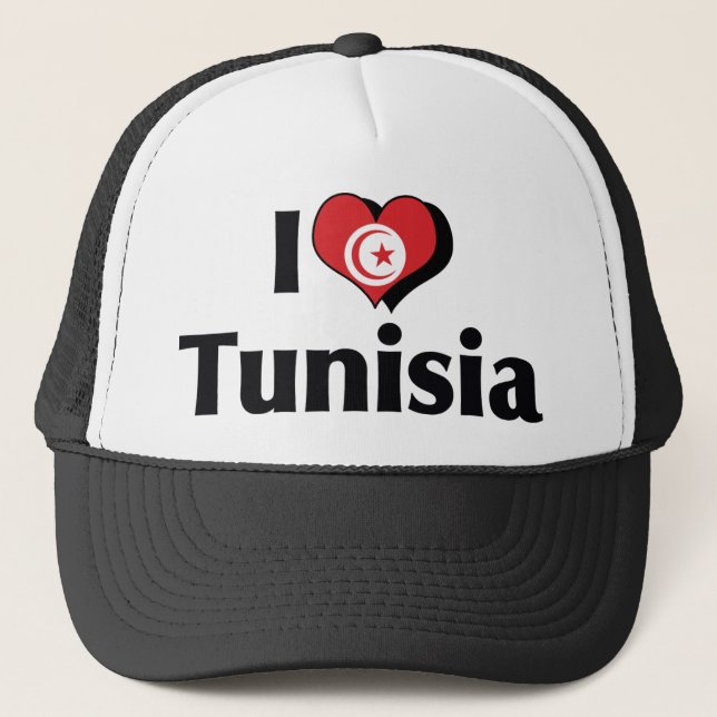 Boné Eu Amo a Bandeira da Tunísia (Frente)