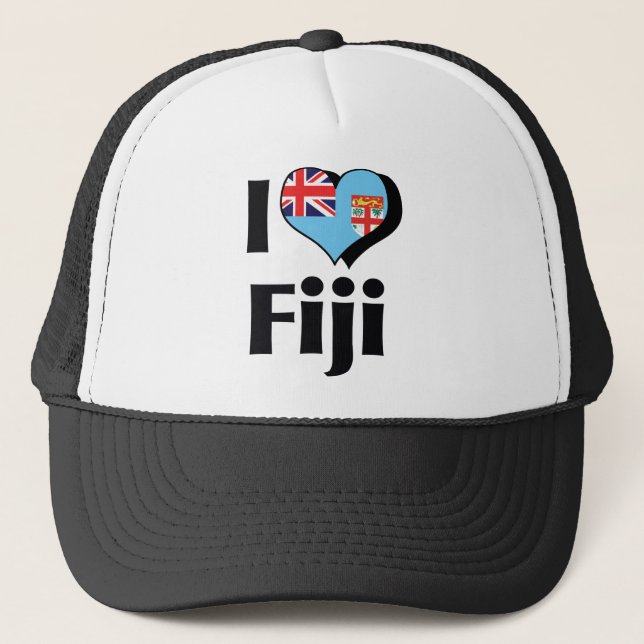 Boné Eu Amo a Bandeira de Fiji (Frente)