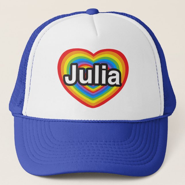 Boné Eu amo a Julia. Eu te amo Julia. Coração (Frente)