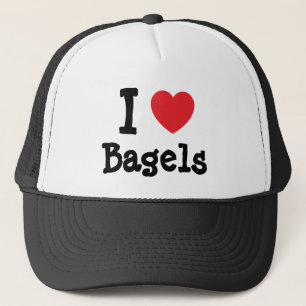 Boné Eu amo Bagels, camiseta de coração