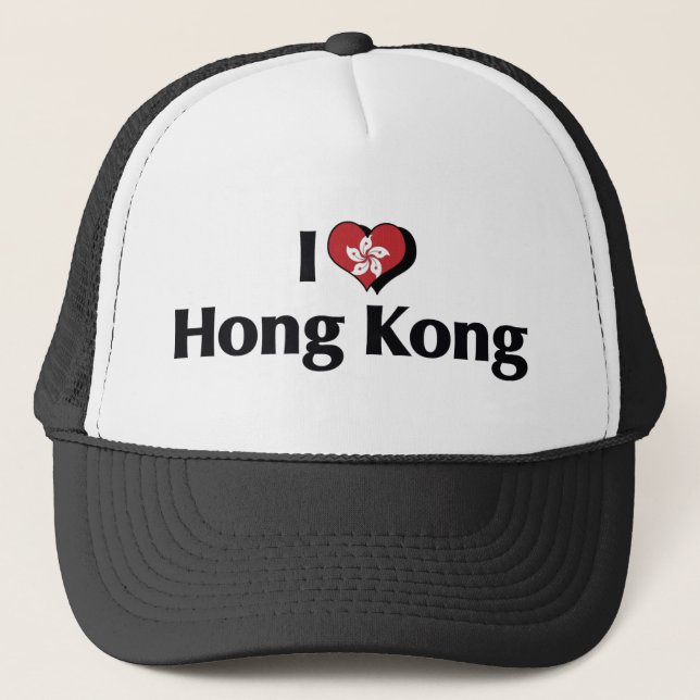Boné Eu Amo Bandeira de Hong Kong (Frente)