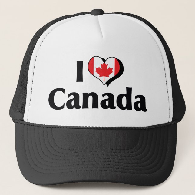 Boné Eu Amo Bandeira do Canadá (Frente)