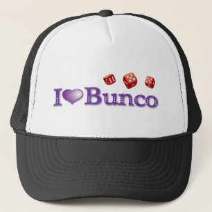 Boné Eu amo Bunco com dados vermelhos
