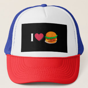 Boné Eu Amo Burger Cheeseburger Unsaudável Comendo