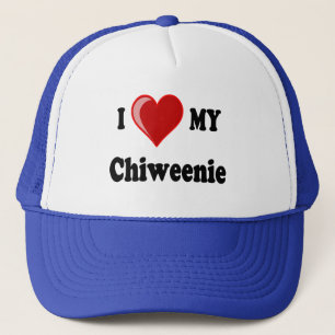 Boné Eu amo (coração) meu cão de Chiweenie