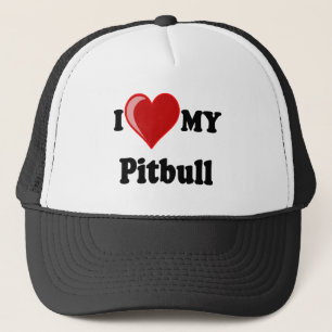 Boné Eu amo (coração) meu cão de Pitbull