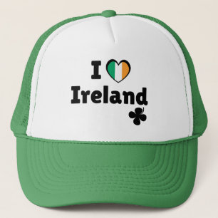 Boné Eu Amo Irlanda Bandeira Irlandesa Coração & Trevo 