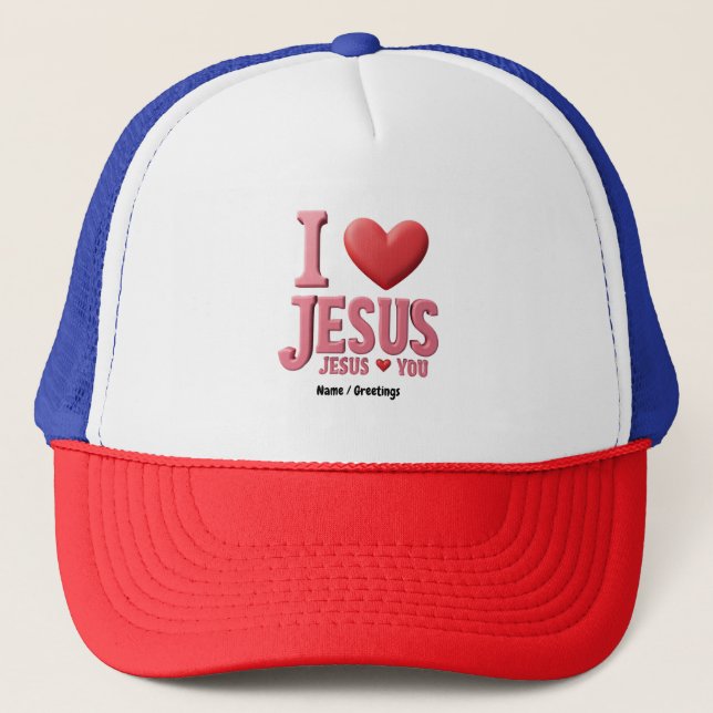 Boné Eu Amo Jesus, Jesus Te Ama Uma Fé Cristã (Frente)