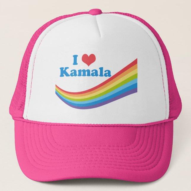 Boné Eu Amo Kamala Cute Election Rainbow (Frente)