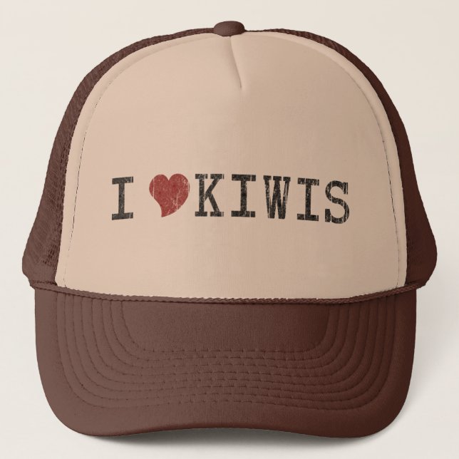 Boné Eu Amo Kiwis Chapéu Vintage Retro (Frente)