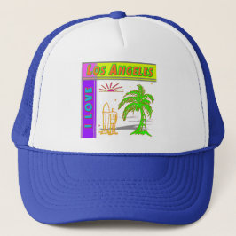 Boné "EU AMO Los Angeles" Sun Palm Tree & Surfer #2 Hat