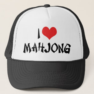 Boné Eu Amo Mahjong de Coração - Amante de Mah Jong