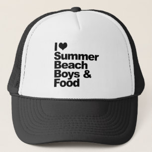 Boné Eu amo meninos e comida da praia do verão