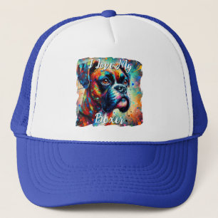 Boné Eu Amo Meu Boxer Pop Art Cachorro Personalizado