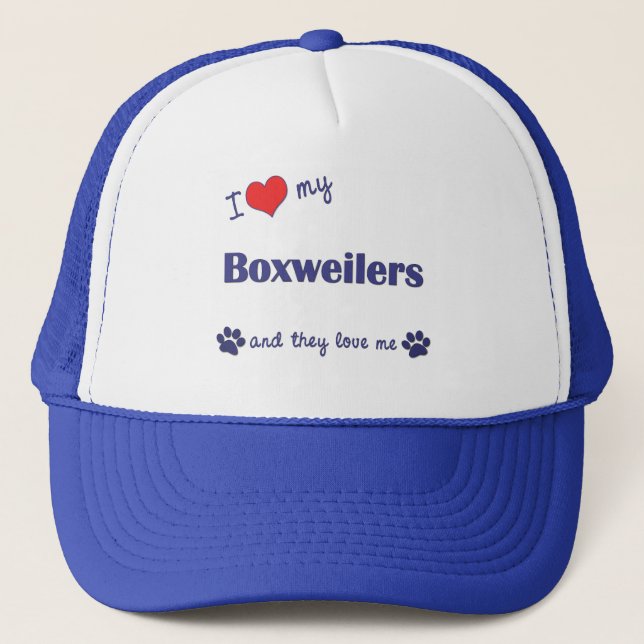 Boné Eu amo meu Boxweilers (os cães múltiplos) (Frente)