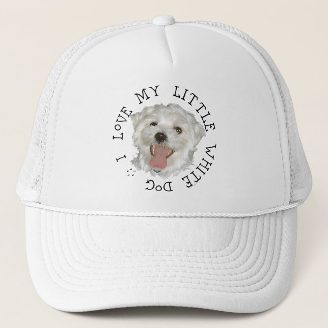 Boné Eu Amo Meu Cachorrinho Branco Maltês (Frente)
