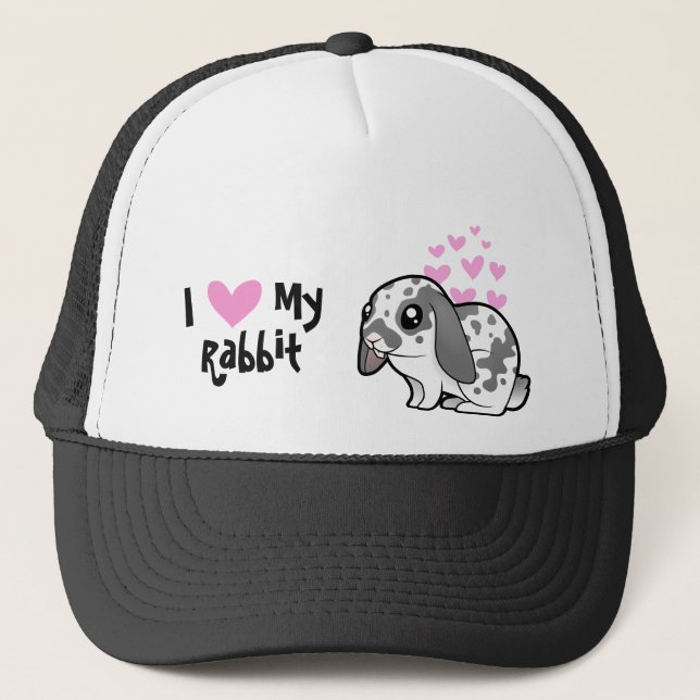 Boné Eu Amo Meu Coelho (orelha caída pelo liso) (Frente)