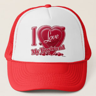 Boné Eu amo meu Namorado vermelho - coração