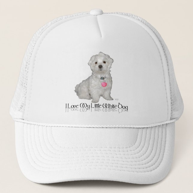 Boné Eu Amo Meu Pequeno Cachorro Branco - Maltese ! (Frente)