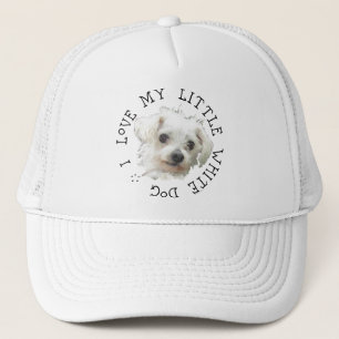 Boné Eu Amo Meu Pequeno Cachorro Branco - Maltese