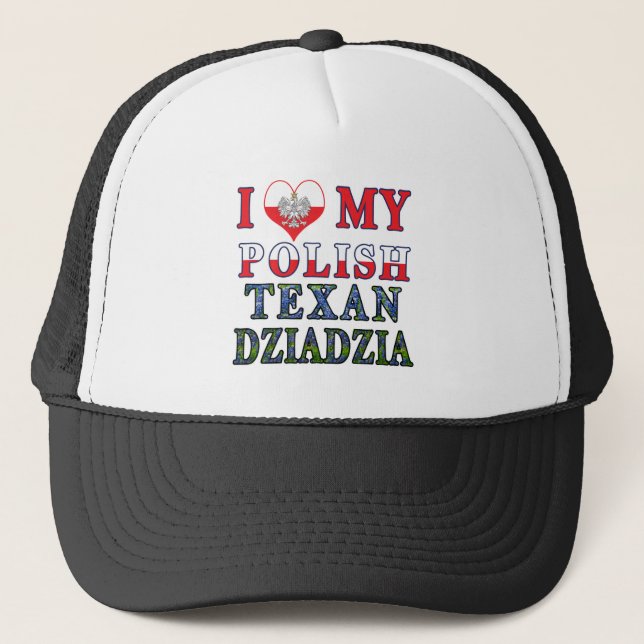 Boné Eu Amo Meu Texan Polonês Dziadzia (Frente)