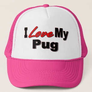 Boné Eu amo meus presentes e roupa do cão do Pug