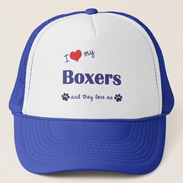 Boné Eu amo meus pugilistas (muitos cães) (Frente)