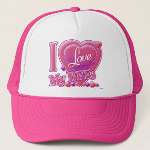 Boné Eu amo meus rosa de BFFs/roxo - corações