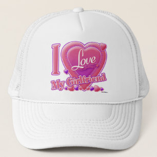 Boné Eu amo meus rosa do namorada/roxo - corações