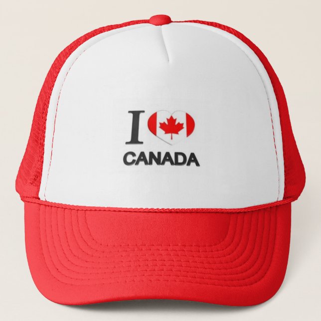 Boné Eu Amo o Canadá - Caminhoneiro Antitrump do Red Ta (Frente)