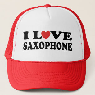 Boné Eu amo o chapéu do saxofone