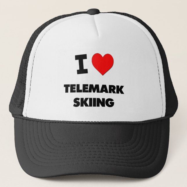 Boné Eu amo o esqui de Telemark (Frente)