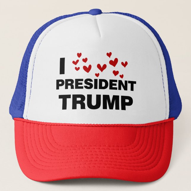 Boné Eu Amo O Presidente Trump Hearts (Frente)