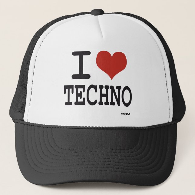 Boné Eu amo o techno (Frente)