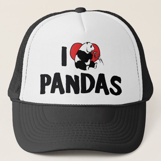Boné Eu Amo Pandas Coração - Amante de Panda (Frente)