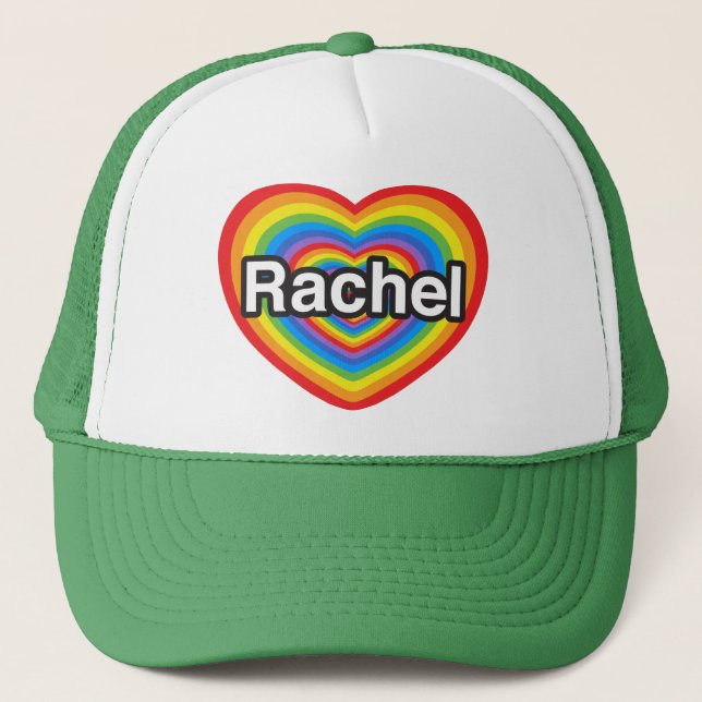 Boné Eu amo Rachel. Eu te amo Rachel. Coração (Frente)