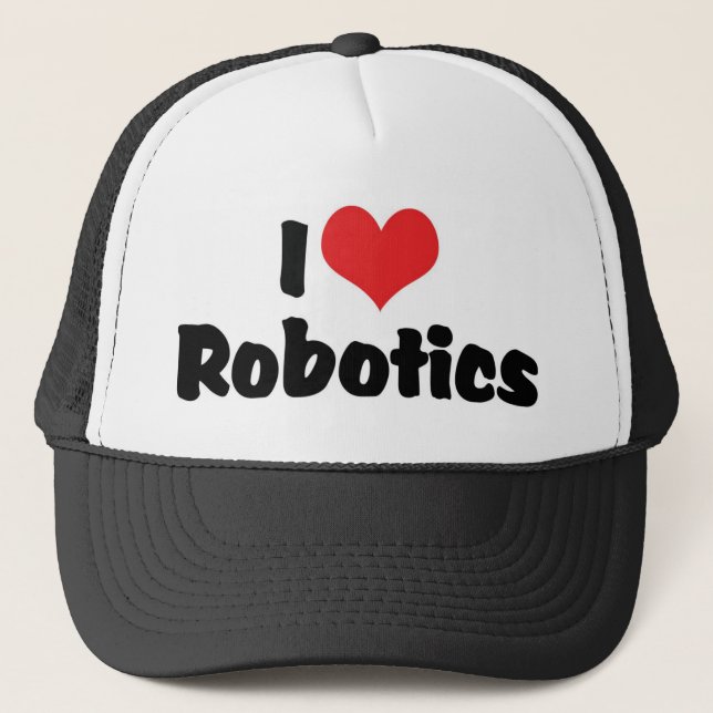 Boné Eu Amo Robótica do Coração - Amante de Robôs (Frente)