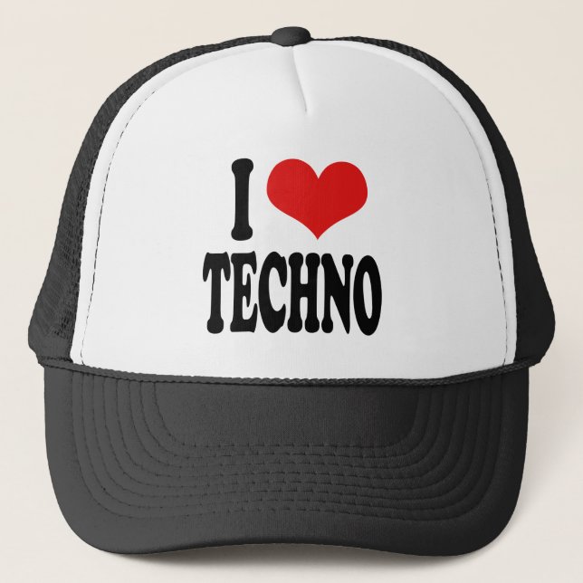 Boné Eu amo Techno (Frente)