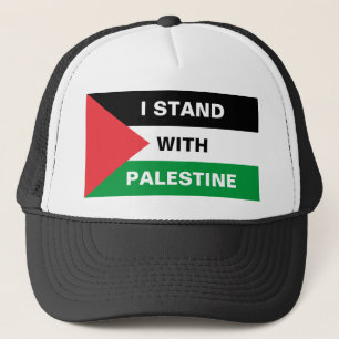 Boné Eu apoio o texto Palestina, bandeira da Palestina,