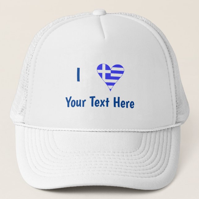 Boné Eu (Coração Bandeira Grega) Seu Texto (Frente)