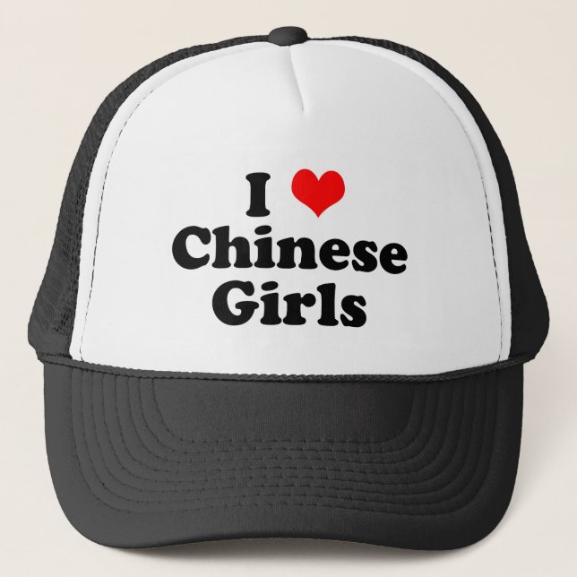 Boné Eu coração garotas chinesas (Frente)