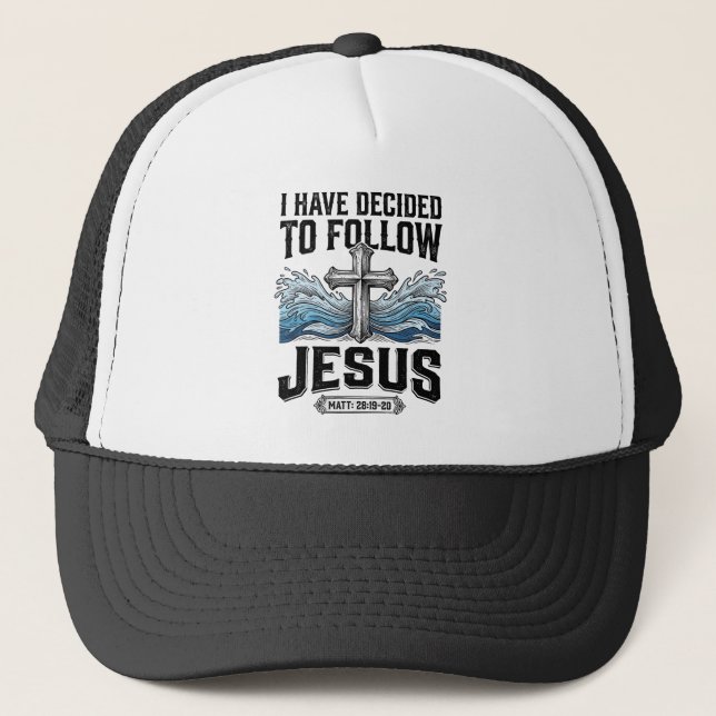 Boné Eu Decidi Seguir Jesus Camiseta Vintage (Frente)
