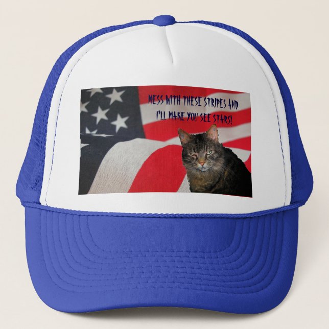 Boné Eu fá-lo-ei ver o gato patriótico das estrelas (Frente)