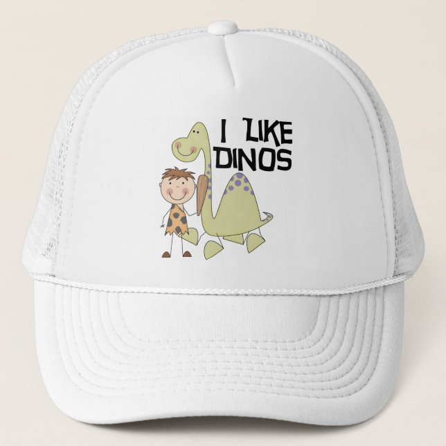 Boné Eu gosto de Dinos - camiseta e presentes do menino (Frente)